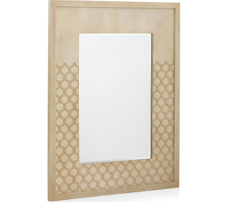 Miroir Décoratif Finition Chêne Marfil Motif Doré élégant