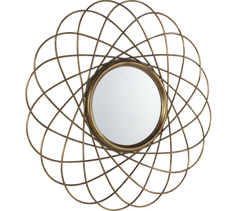 Miroir Mural Métal Doré Style Rétro Léger Prêt à Poser