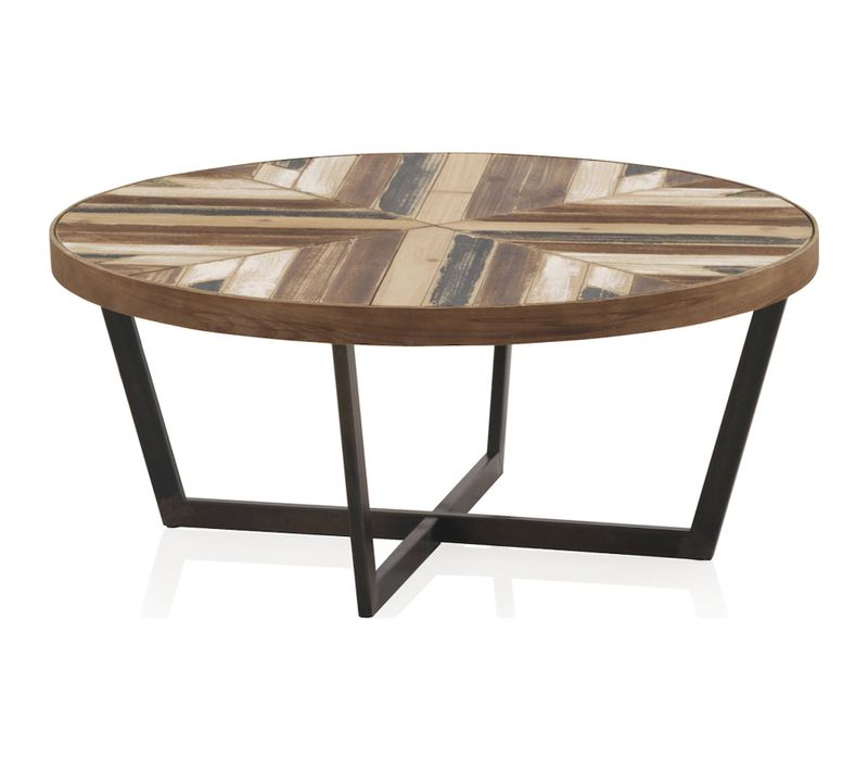 Table Basse Bois Recyclé Et Métal Style Industriel Chaleureux