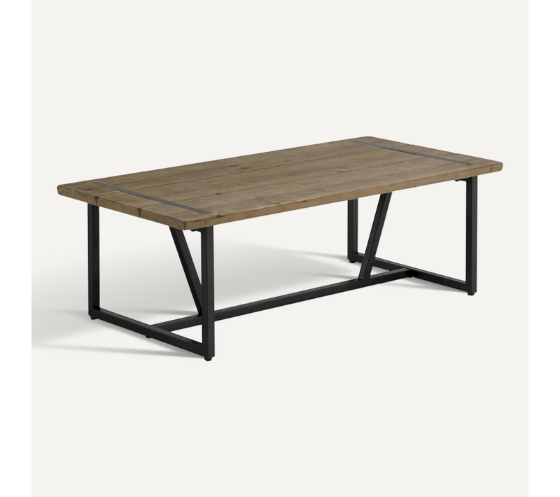 Table Basse Métal Et Bois D'inspiration Industrielle Naturelle