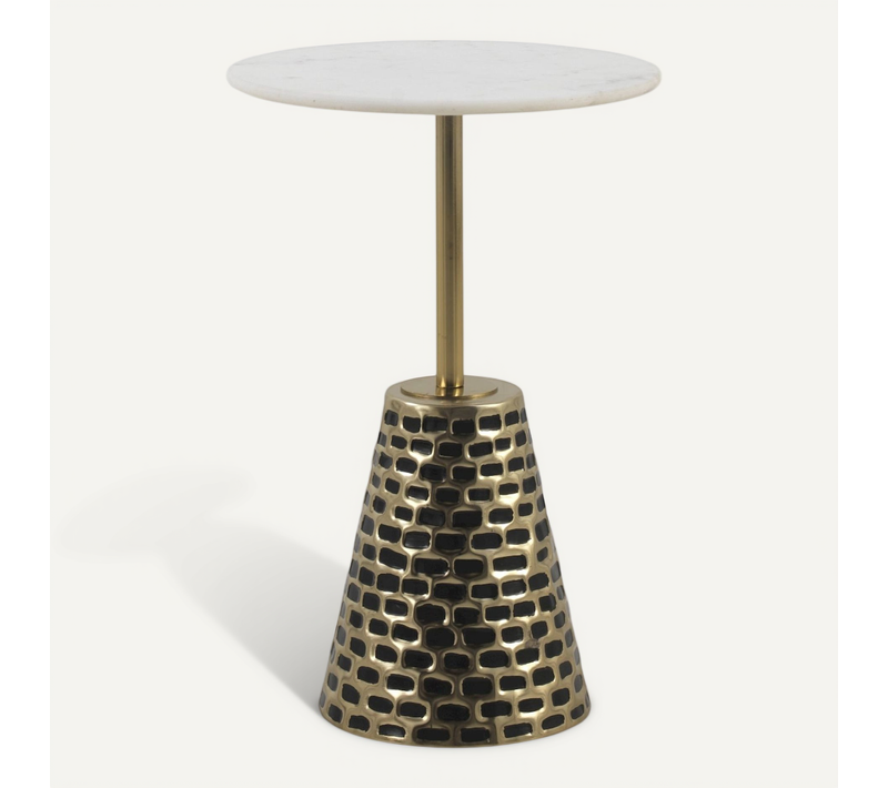 Table D'appoint Design Doré Et Marbre Blanc élégance Contemporaine