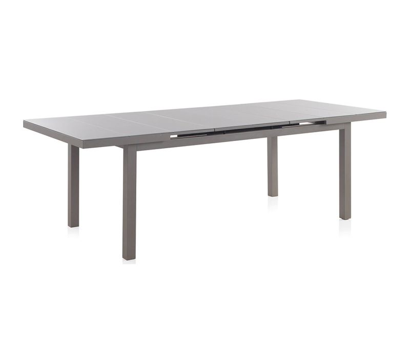 Table Extensible Aluminium Taupe Et Verre Trempé Pour Jardin