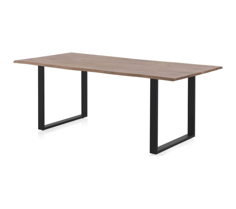 Table De Salle à Manger Acacia Massif Et Pieds Métal Noir