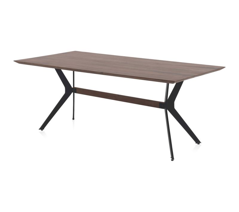 Table à Manger Acacia Massif Naturel Pieds Métal Noir élégant