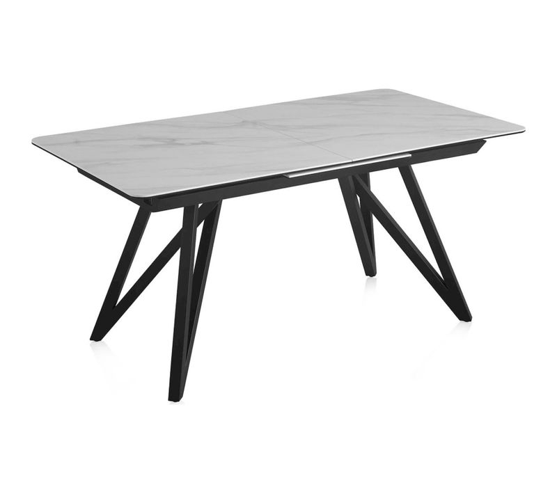 Table Extensible Blanche Céramique Et Pieds Métal Design Moderne