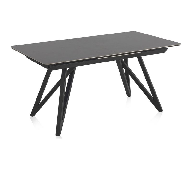Table Extensible Gris Céramique Et Métal Design Contemporain