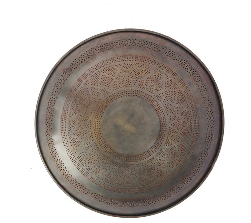 Applique Murale Ronde Cuivre Et Doré Design Oriental Métal Ajouré