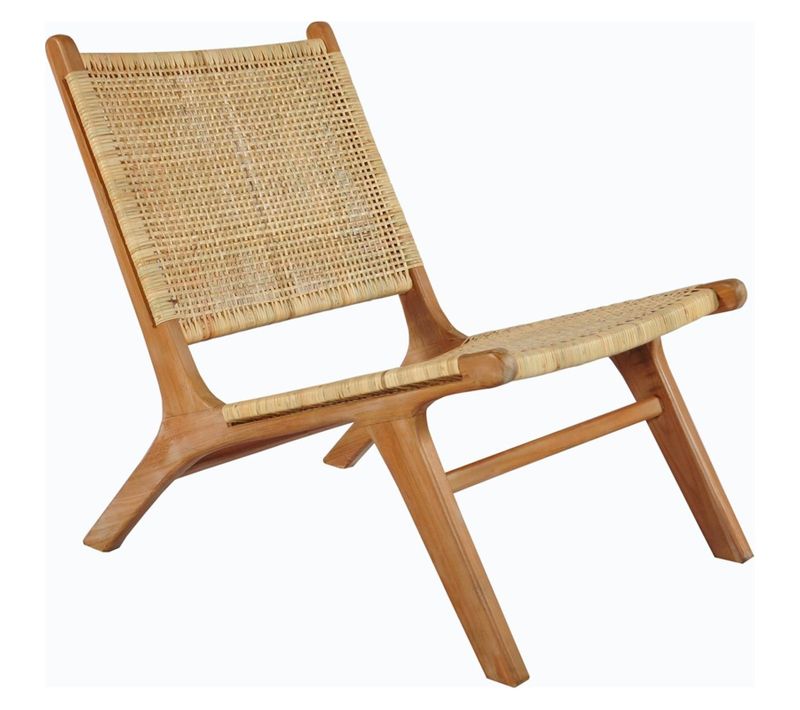 Fauteuil Lounge En Teck Et Rotin Naturel Style Bohème Chic