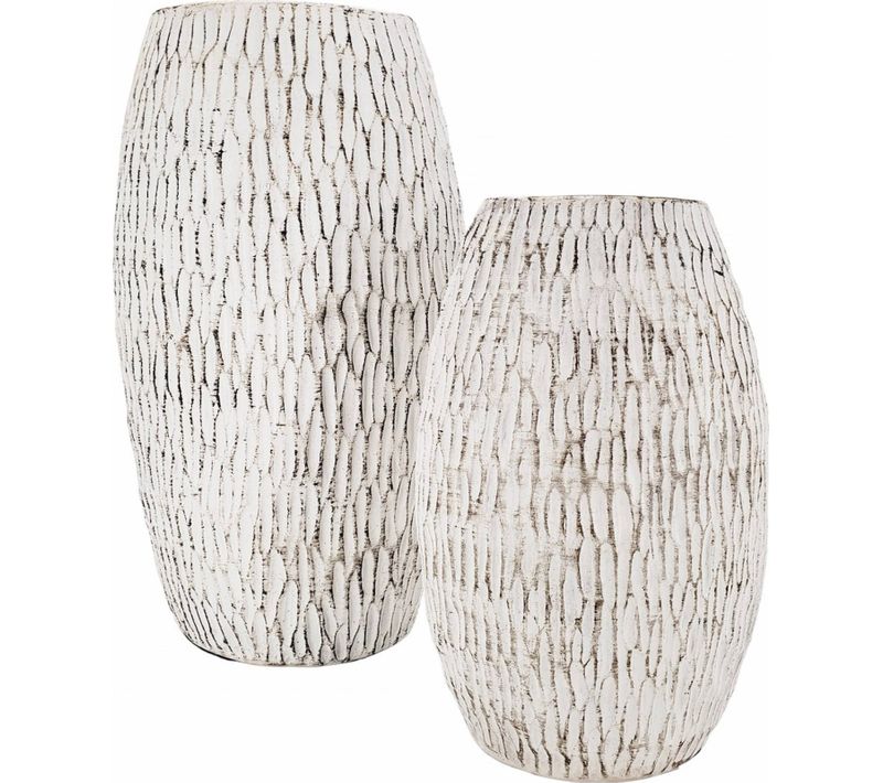 Vasija Terracotta Blanc Vieilli Motif Texturé élégant