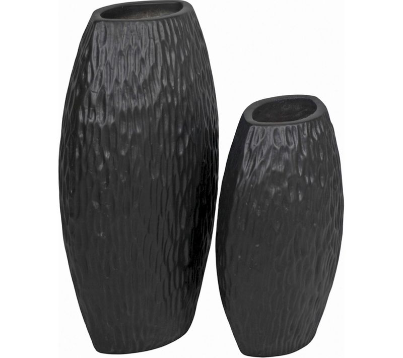 Vase Décoratif Terracotta Noir Effet Texturé Moderne