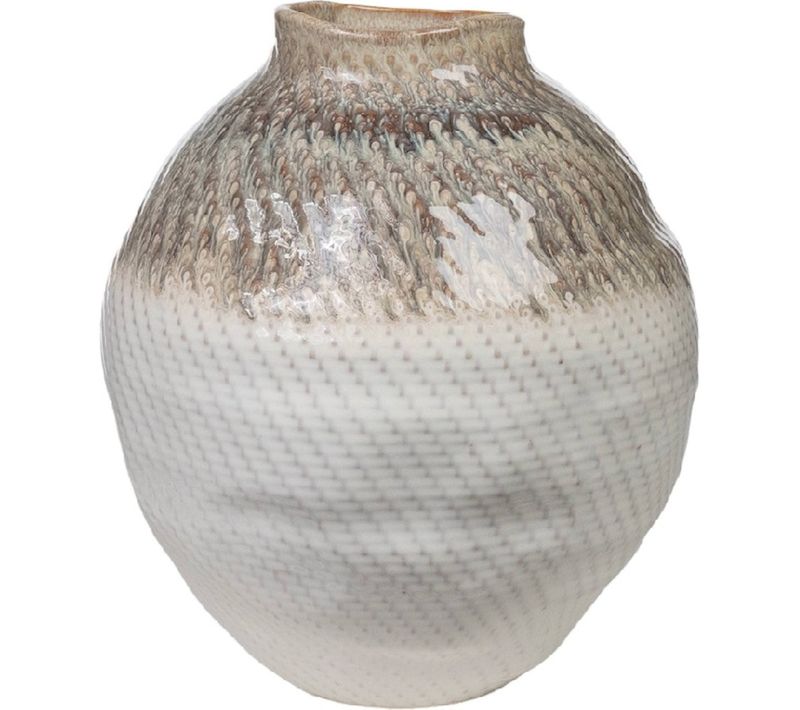 Vase Décoratif En Porcelaine Beige Style Contemporain