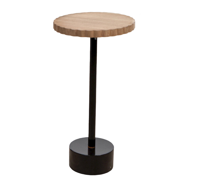Table D Appoint Ronde Bois Naturel Et Pied Métal Noir élégant