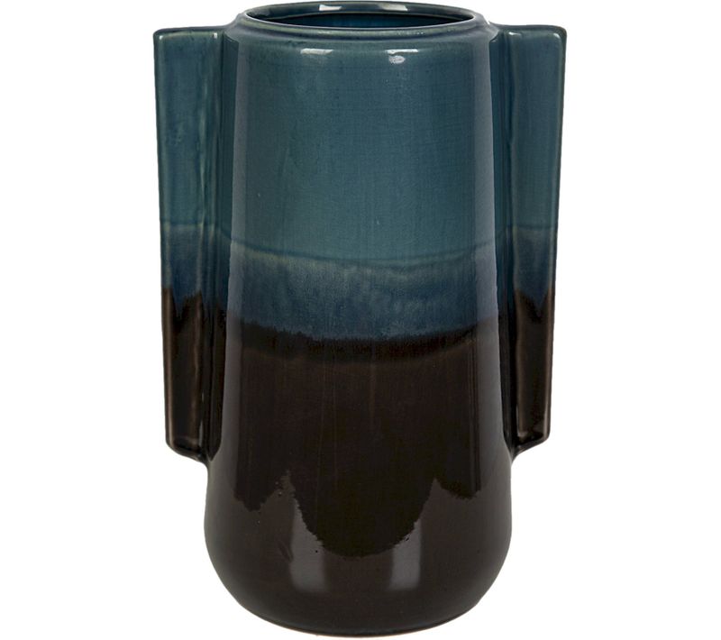 Vase Décoratif Céramique Bleu Noir Design Moderne Élégant