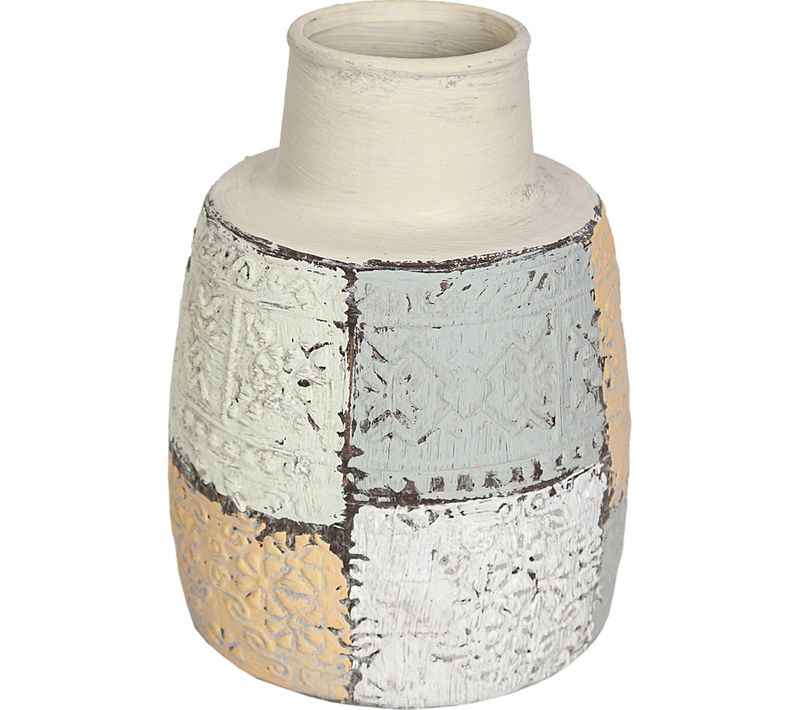Vase En Céramique Décoratif à Motifs Sculptés Multicolores