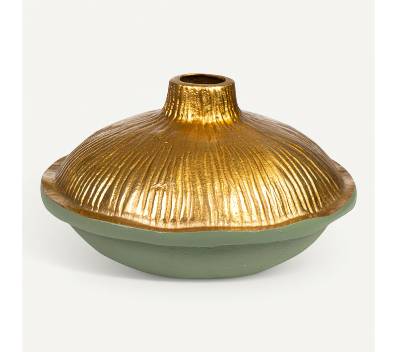 Vase Décoratif Aluminium Vert Doré Style Contemporain