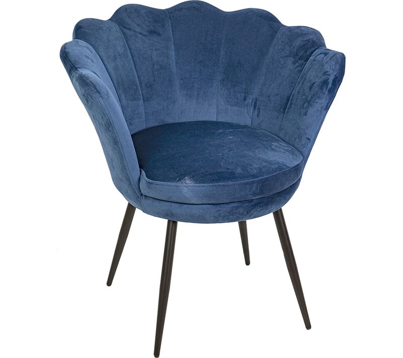 Fauteuil Tissu Bleu Pieds Métal Design Contemporain Élégant