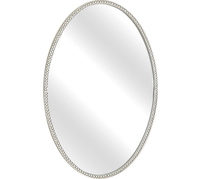 Miroir Ovale Décoratif Métal Argenté élégant Pour Salon