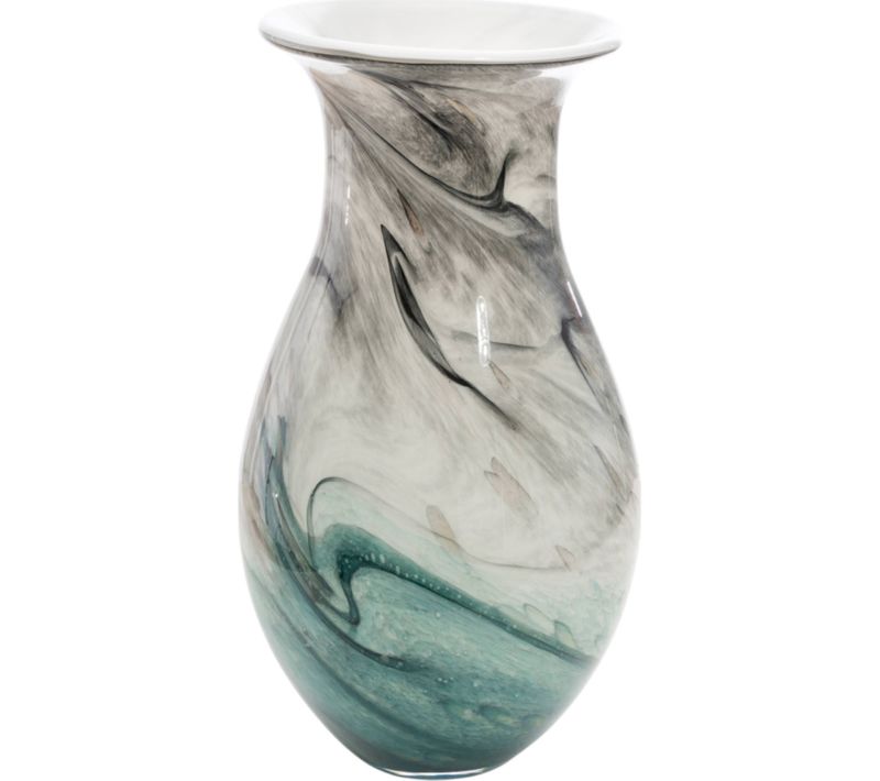 Vase Décoratif En Verre Soufflé Vert Et Blanc Élégant
