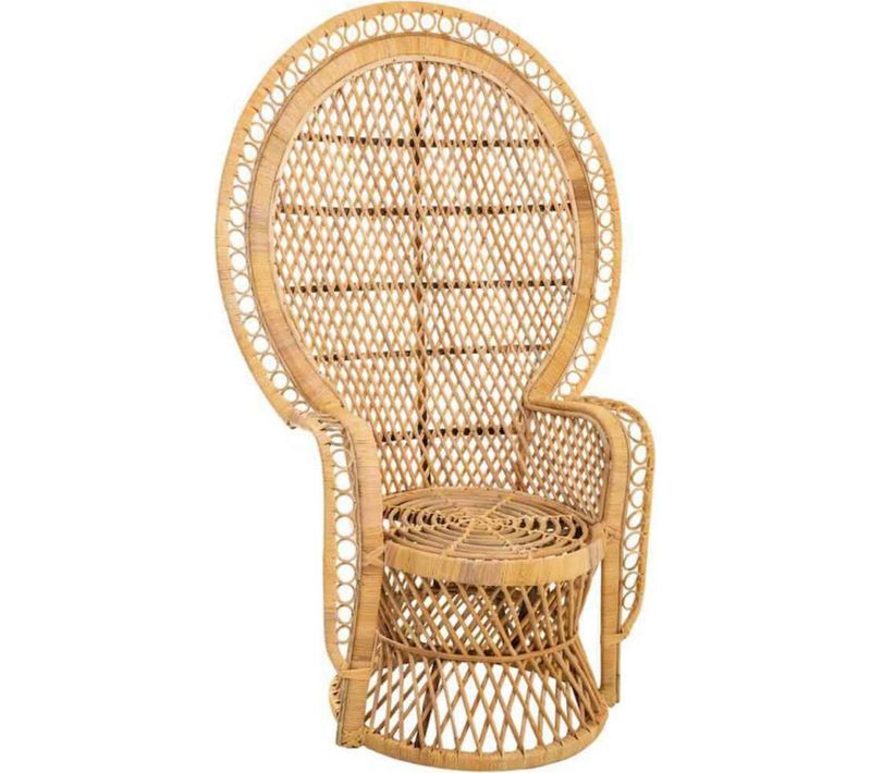 Fauteuil Paon Vintage En Rotin Naturel Style Bohème