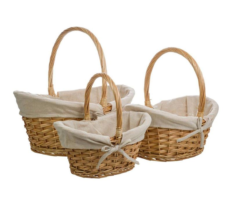 Panier En Osier Naturel Doublé Coton Pour Rangement Élégant