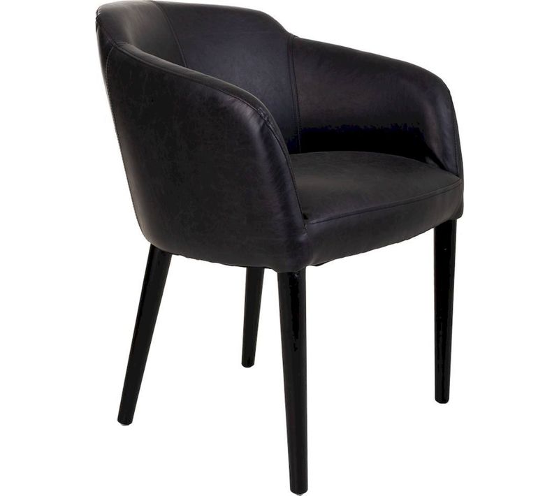 Fauteuil En Bois Et Simili Cuir Noir Design Contemporain