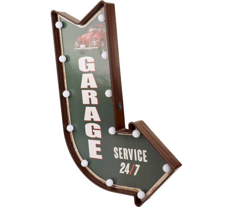 Plaque Murale LED Flèche Verte Ambiance Garage Vintage