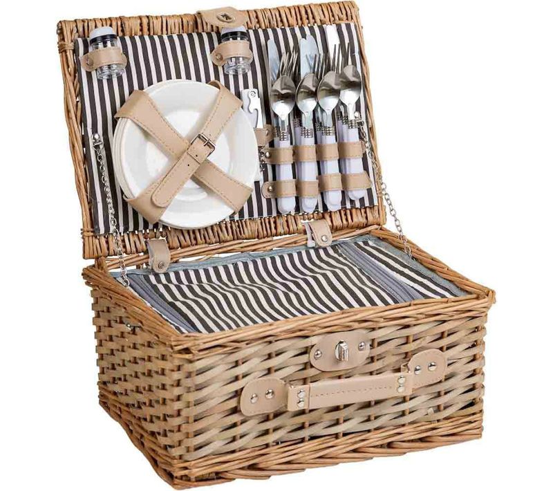 Panier Pique Nique Naturel Gris Pour Deux Personnes élégant