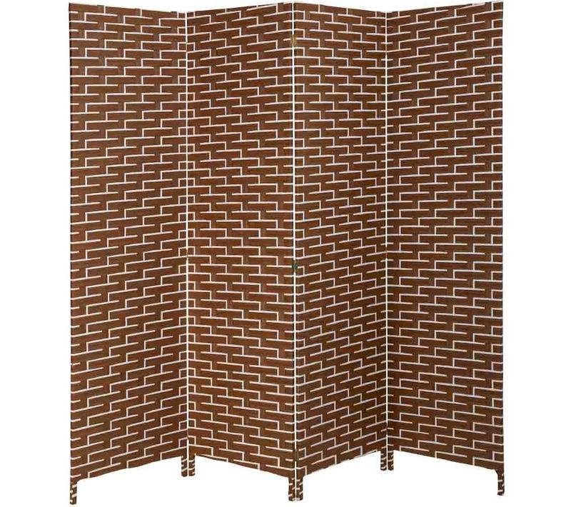 Paravent Décoratif Tressé En Papier Blanc Et Marron Élégant