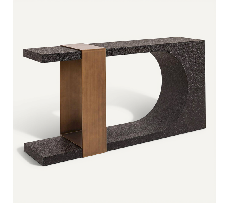 Console Murale Design Noir Et Or En Fer élégance Contemporaine