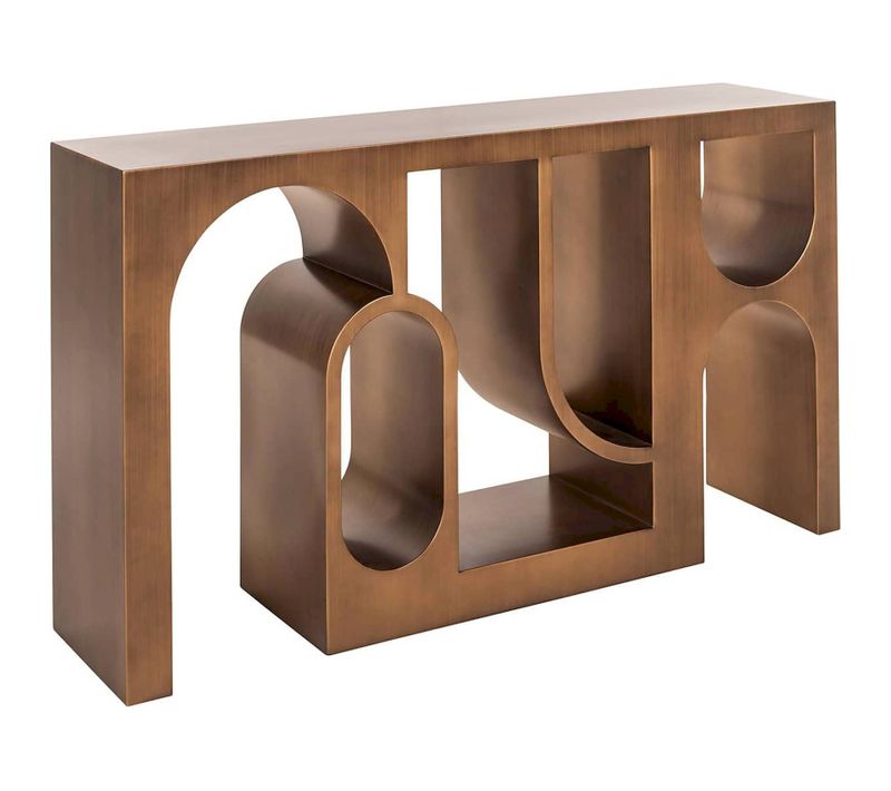 Console Murale Design Doré Brossé Style Contemporain