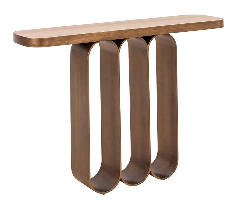 Console Murale Design Doré Brossé Élégance Contemporaine