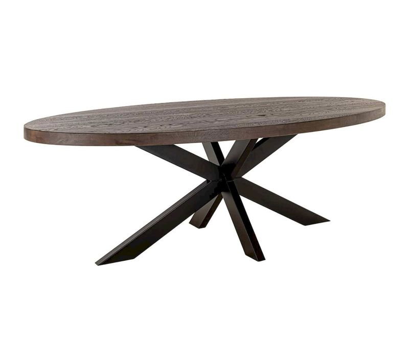 Table à Manger Ovale Chêne Foncé Pied Araignée Noir