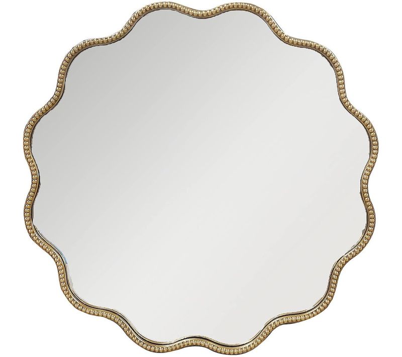 Miroir Mural Doré Forme Ondulée Chic Décoration élégante