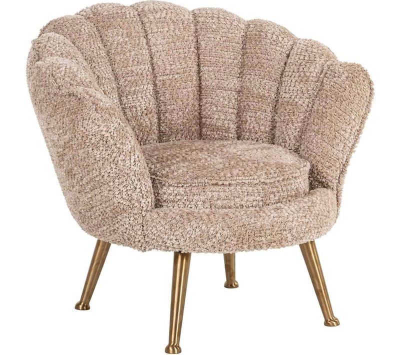 Fauteuil Lounge Enfant Beige Pieds Dorés Design Doux