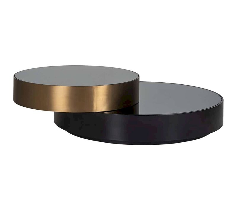 Table Basse Design Noir Et Or Effet Miroir Contemporain
