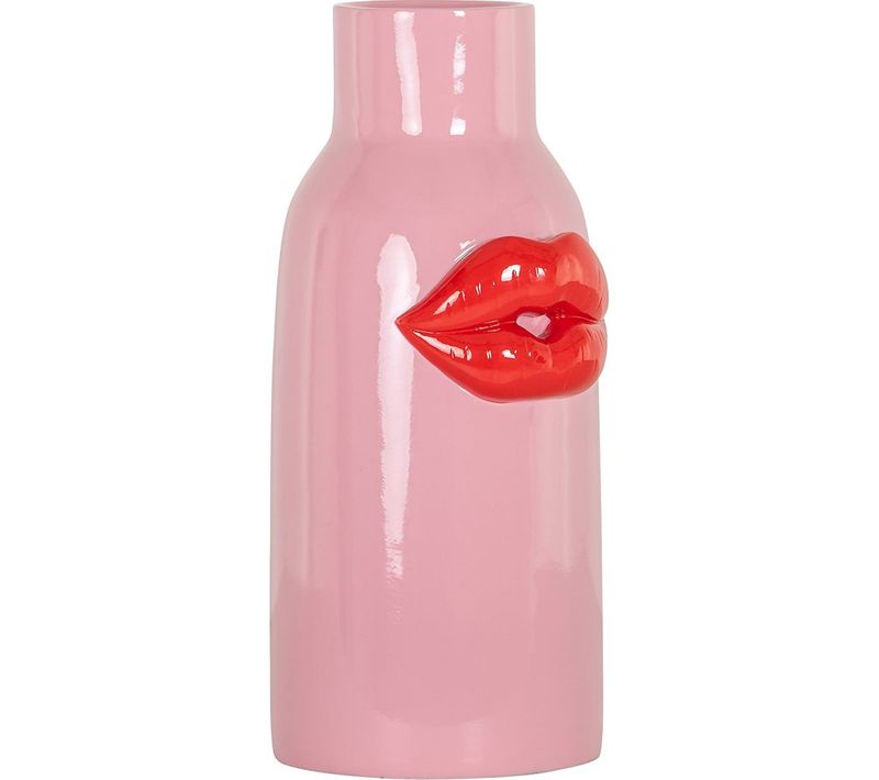 Vase Décoratif Rose Lèvres Rouges En Polyresine Design Moderne