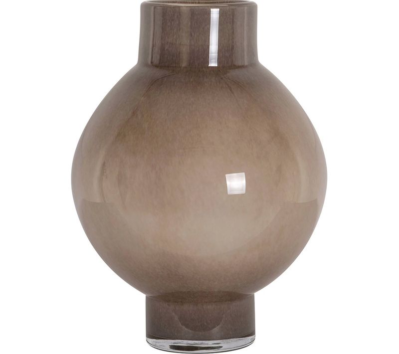 Vase Décoratif En Verre Taupe Style Contemporain