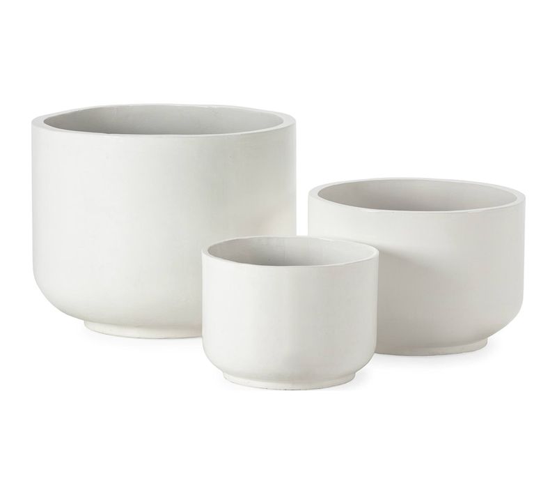 Cache Pot Rond Blanc En Fibres Ciment Finition Brillante Design épuré