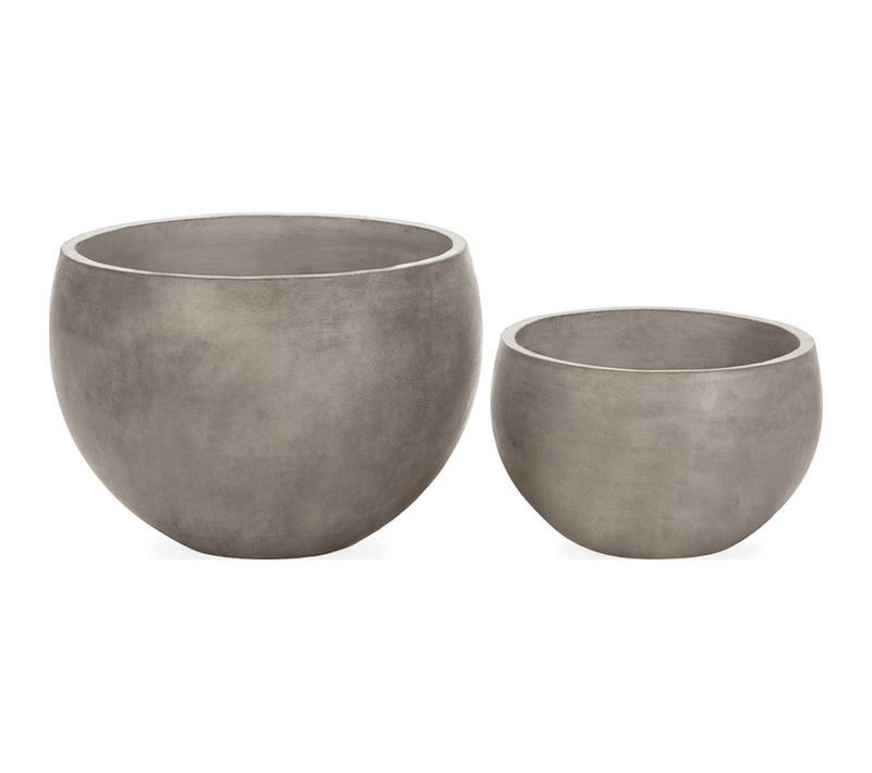 Cache-pot Rond Ciment Gris Antracite Foncé Style Contemporain