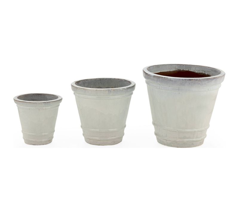 Cache Pot Blanc En Grès Design Avec Orifice De Drainage