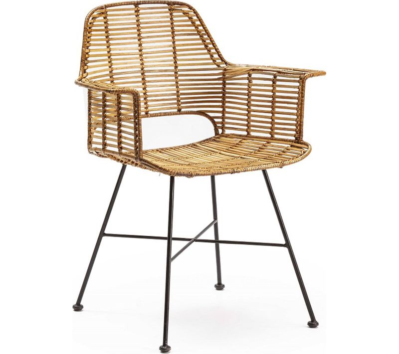 Fauteuil En Osier Naturel Et Métal Noir Esprit Bohème Chic