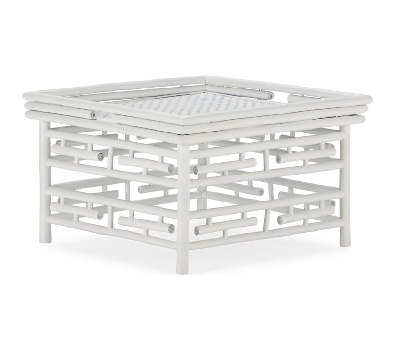 Table à Café Blanc En Bambou Et Rotin Style Salon Contemporain