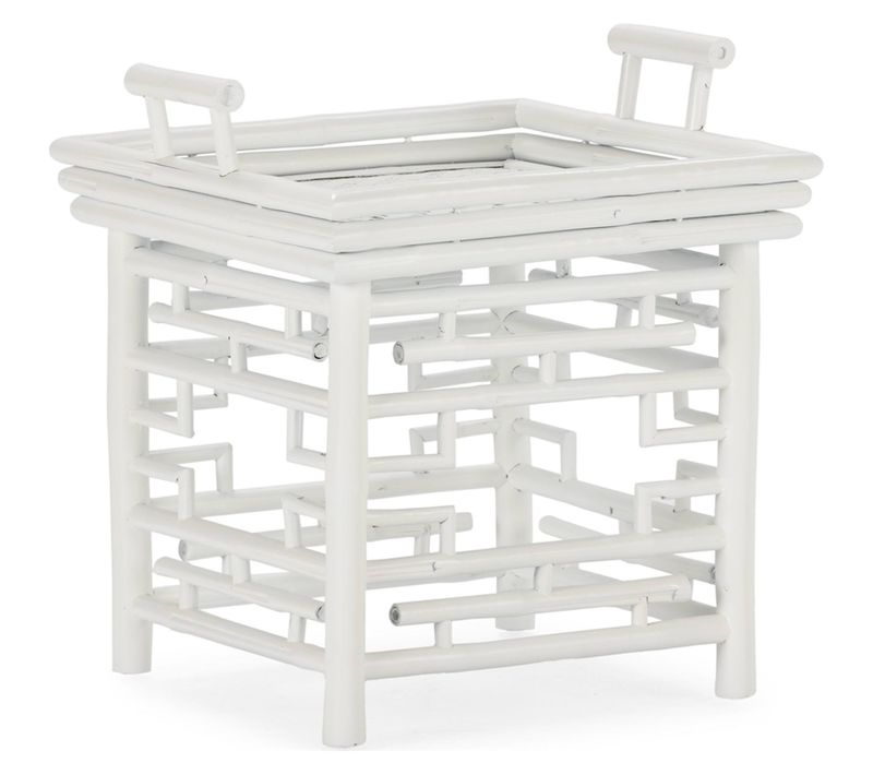 Table D'appoint Blanche En Bambou Et Rotin Style Contemporain