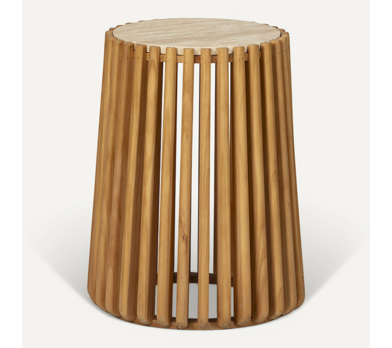Table D'appoint Bois Et Marbre Travertin Style Naturel élégant