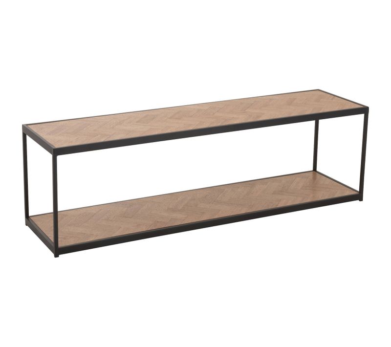 Table Basse Rectangulaire Bois Et Métal Noir Style Industriel Chic