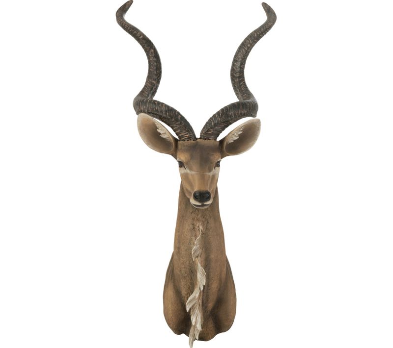 Tête D'antilope Murale Déco Chic En Résine Marron Réaliste