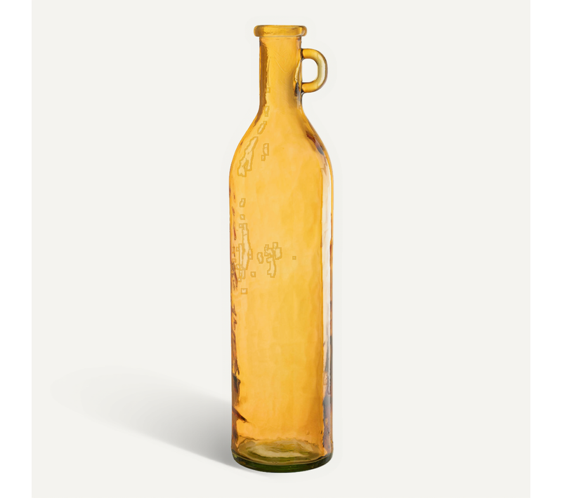 Vase Bouteille Cylindrique Ocre En Verre Soufflé Jaune élégant