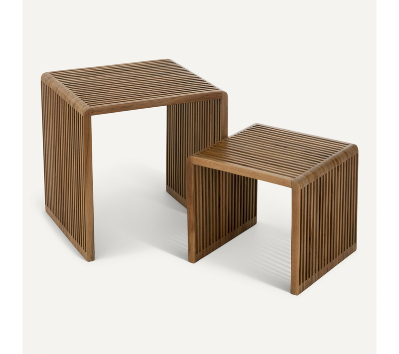 Table Basse Cubique En Teck Naturel Bois Chaleureux Design Contemporain