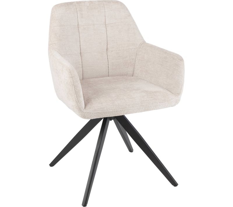 Chaise Lounge Acier Et Tissu Ivoire Confort Moderne