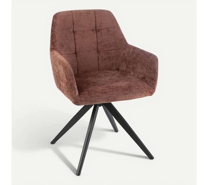 Chaise Lounge Marron En Acier Et Tissu Aspect Velours Confortable